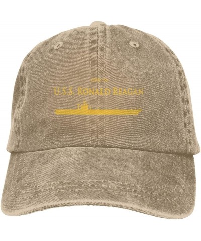 CVN 76 USS Ronald Reagan Mans Woman's Adjustable Sandwich Cap Denim Hats Baseball Cap Adult Cowboy Hat Natural $10.22 Visors