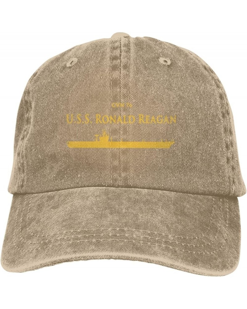 CVN 76 USS Ronald Reagan Mans Woman's Adjustable Sandwich Cap Denim Hats Baseball Cap Adult Cowboy Hat Natural $10.22 Visors