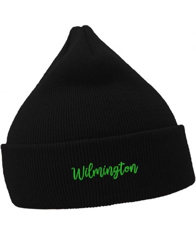 Men's Casual Winter Knit Hat Embroidered Beanie for Wilmington City Embroidery Unisex Beanies Hats Black Acrylic $13.49 Skull...