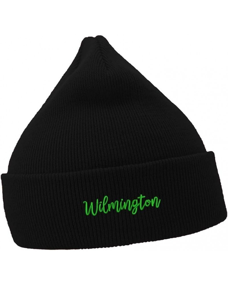 Men's Casual Winter Knit Hat Embroidered Beanie for Wilmington City Embroidery Unisex Beanies Hats Black Acrylic $13.49 Skull...