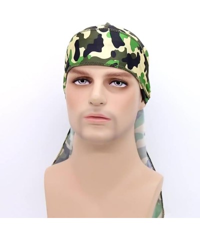 Silky Wave Long-Tail Caps Soft Bonnet Long Tail Headwraps Elastic Adjustable Wide Straps Headwraps for Women Men Green $7.43 ...