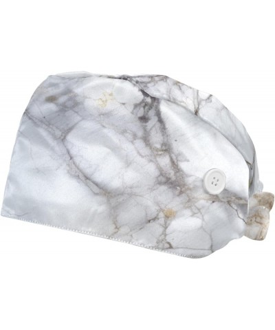 2 Pack Bouffant Caps Gold Marble Pattern Ponytail Scrub Cap with Buttons Adjustable Working Hats, Multicoloured Color 7 $12.3...