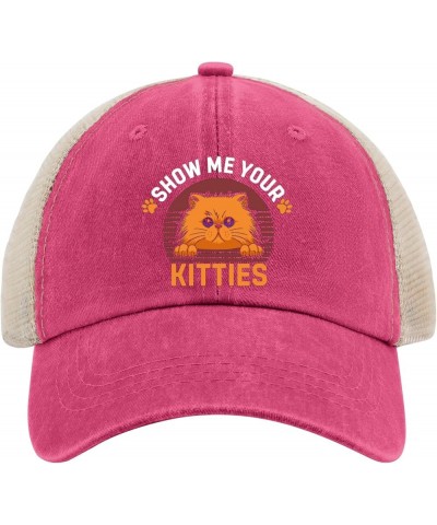 Show me Your Kitties Trucker hat Gardening hat Mens Cowboy hat Gifts for Mom Cool Hat Rose Red02 $11.59 Sun Hats