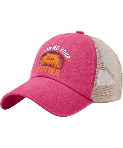 Show me Your Kitties Trucker hat Gardening hat Mens Cowboy hat Gifts for Mom Cool Hat Rose Red02 $11.59 Sun Hats