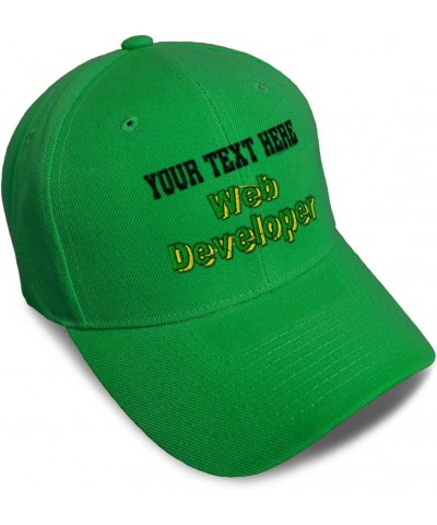 Custom Baseball Cap Web Developer Development Acrylic Programmer Dad Hats for Men and Women Kelly Green Personalized Text Her...