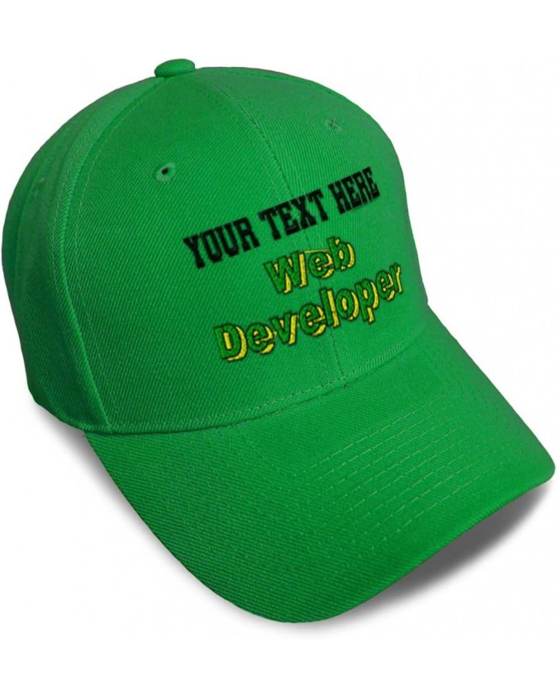 Custom Baseball Cap Web Developer Development Acrylic Programmer Dad Hats for Men and Women Kelly Green Personalized Text Her...