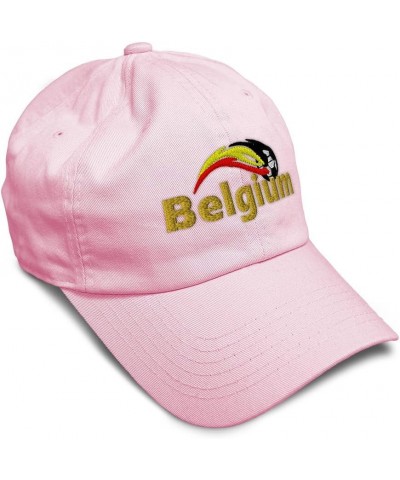 Soft Baseball Cap Belgium Soccer World Cup Cotton Dad Hats for Men & Women Soft Pink $11.20 Baseball Caps