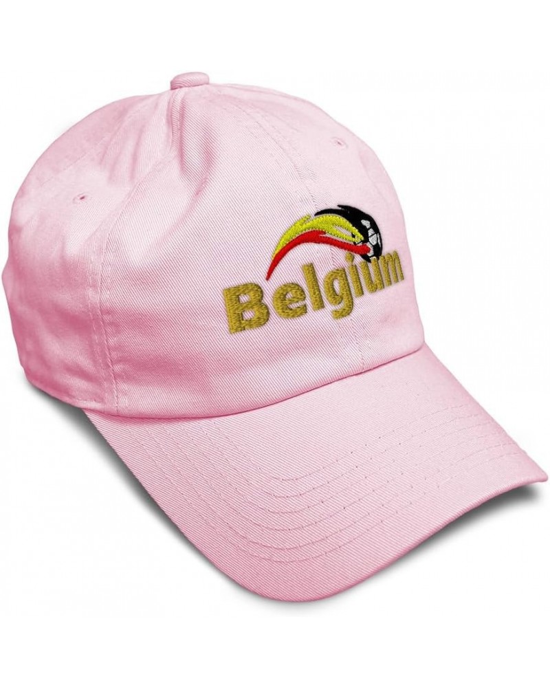 Soft Baseball Cap Belgium Soccer World Cup Cotton Dad Hats for Men & Women Soft Pink $11.20 Baseball Caps