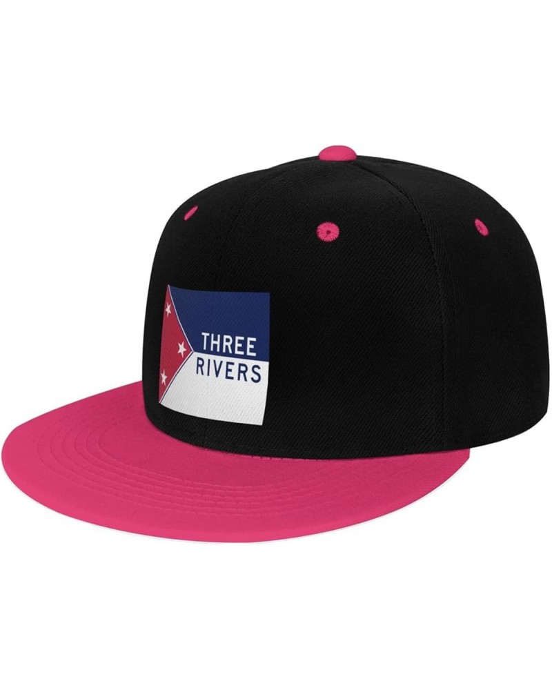 Flag of Three Rivers, Michigan Snapback Hat for Men Women Baseball Cap Trucker Flat Bill Hats Dad Caps Pink $14.30 Baseball Caps