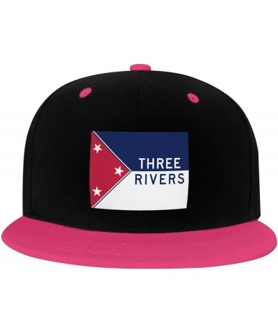 Flag of Three Rivers, Michigan Snapback Hat for Men Women Baseball Cap Trucker Flat Bill Hats Dad Caps Pink $14.30 Baseball Caps