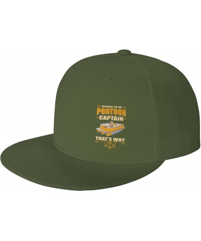 I'm The Pon-toon Boat Cap-Tain Baseball Cap Men Trucker Hat Women Dad Hat Sun Hat Adjustable Ponytail Hat Black Moss Green $1...