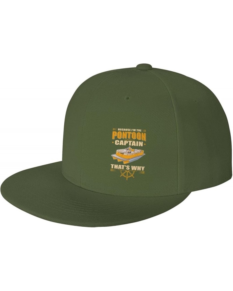 I'm The Pon-toon Boat Cap-Tain Baseball Cap Men Trucker Hat Women Dad Hat Sun Hat Adjustable Ponytail Hat Black Moss Green $1...