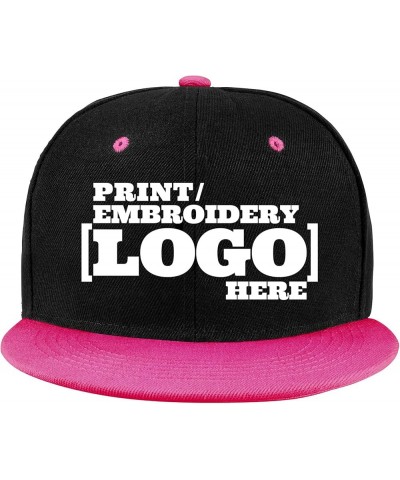 Pranboo® Custom Personalized Logo Snapback Hat/Cap, Embroidered & Printed, Flat Bill Hip-Hop Hat Black·pink Embroidery Logo $...