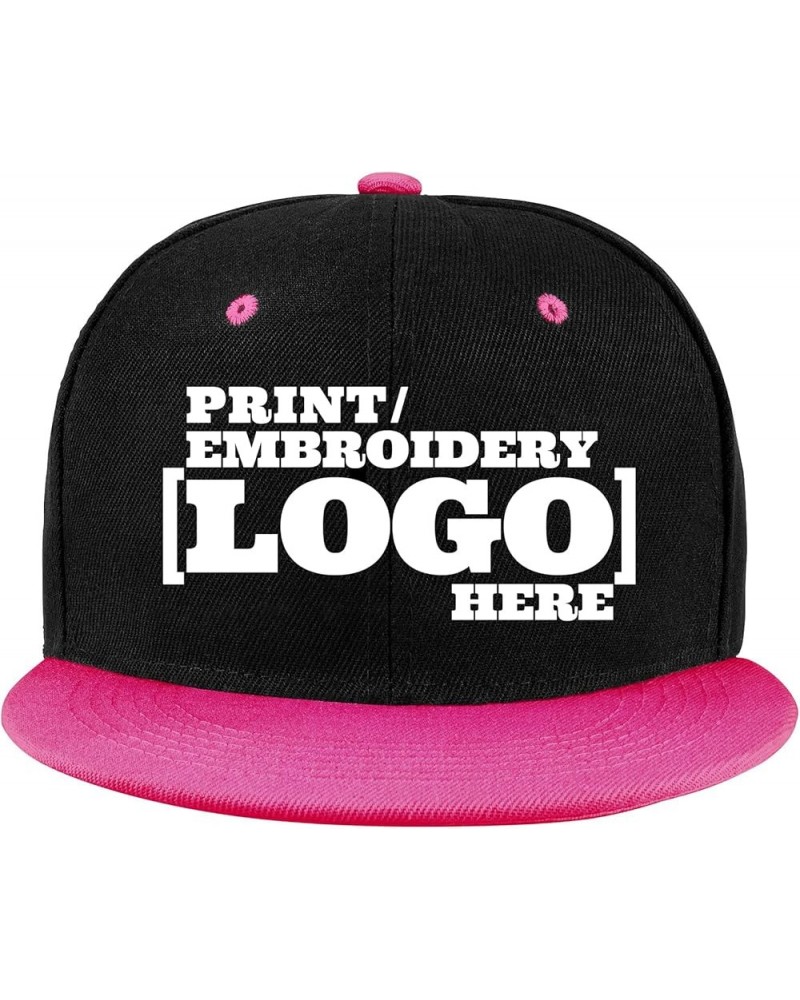 Pranboo® Custom Personalized Logo Snapback Hat/Cap, Embroidered & Printed, Flat Bill Hip-Hop Hat Black·pink Embroidery Logo $...