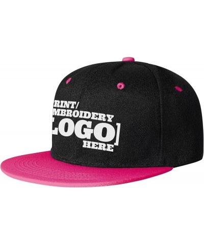 Pranboo® Custom Personalized Logo Snapback Hat/Cap, Embroidered & Printed, Flat Bill Hip-Hop Hat Black·pink Embroidery Logo $...