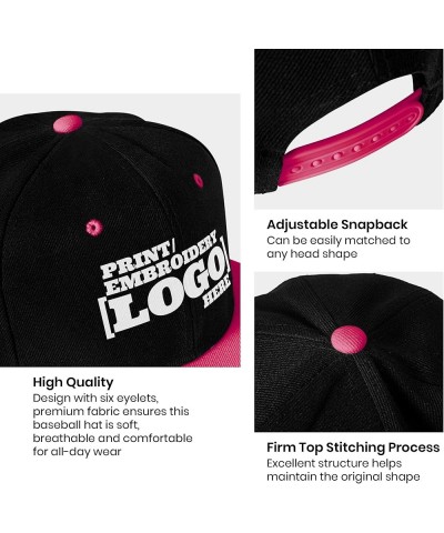 Pranboo® Custom Personalized Logo Snapback Hat/Cap, Embroidered & Printed, Flat Bill Hip-Hop Hat Black·pink Embroidery Logo $...