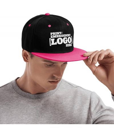 Pranboo® Custom Personalized Logo Snapback Hat/Cap, Embroidered & Printed, Flat Bill Hip-Hop Hat Black·pink Embroidery Logo $...