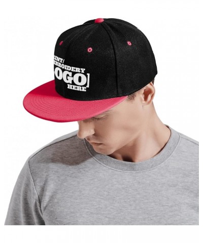 Pranboo® Custom Personalized Logo Snapback Hat/Cap, Embroidered & Printed, Flat Bill Hip-Hop Hat Black·pink Embroidery Logo $...