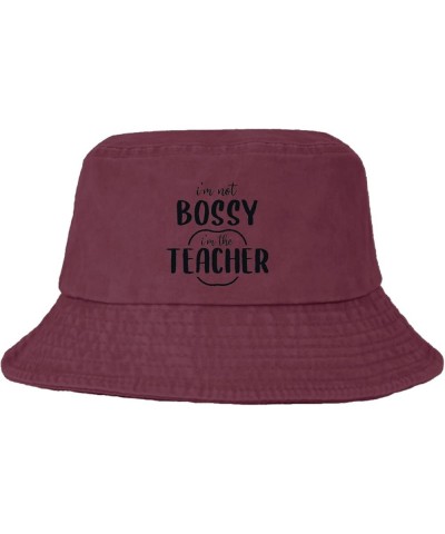 I'm not Bossy I'm The Teacher Bucket Hat Bucket Hat Funny Hat Travel Accessories for Hiking Must Haves Deep Rose $11.26 Bucke...