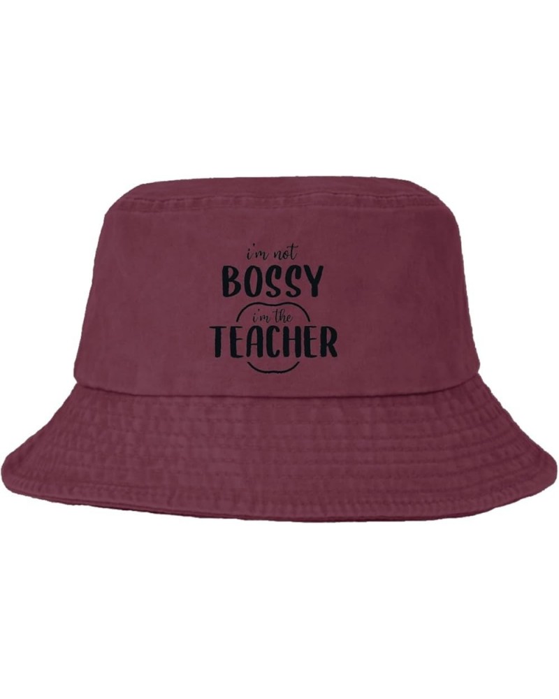 I'm not Bossy I'm The Teacher Bucket Hat Bucket Hat Funny Hat Travel Accessories for Hiking Must Haves Deep Rose $11.26 Bucke...