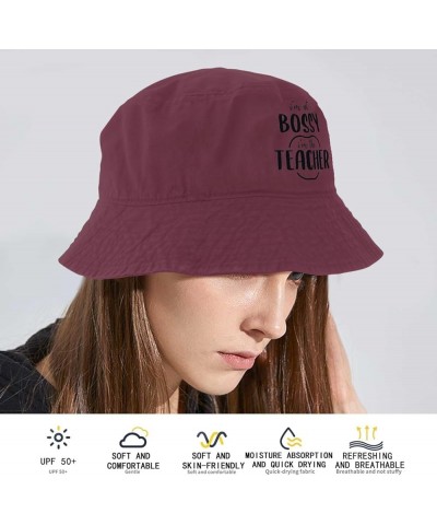 I'm not Bossy I'm The Teacher Bucket Hat Bucket Hat Funny Hat Travel Accessories for Hiking Must Haves Deep Rose $11.26 Bucke...