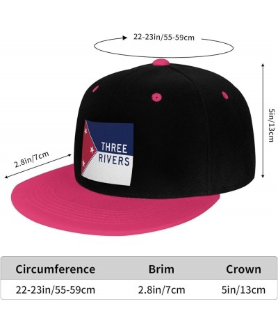 Flag of Three Rivers, Michigan Snapback Hat for Men Women Baseball Cap Trucker Flat Bill Hats Dad Caps Pink $14.30 Baseball Caps