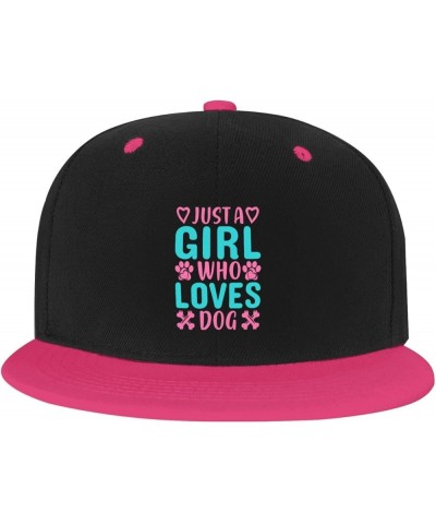 Just A Girl Who Loves Dog Baseball Cap for Men Women Snapback Hat Adjustable Flat Bill Hats Pink $10.63 Baseball Caps