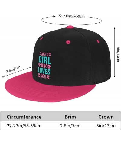 Just A Girl Who Loves Dog Baseball Cap for Men Women Snapback Hat Adjustable Flat Bill Hats Pink $10.63 Baseball Caps