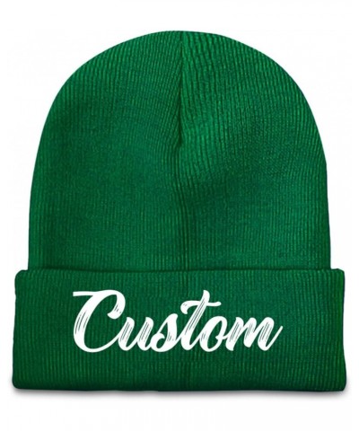 Custom Beanie Hat Personalized Winter Knitted Hat Add Design Your Own Text/Logo/Image Beanie Blackish Green $7.34 Skullies & ...