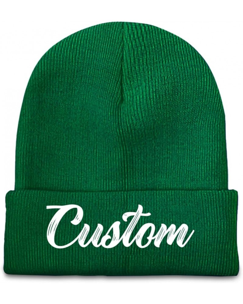 Custom Beanie Hat Personalized Winter Knitted Hat Add Design Your Own Text/Logo/Image Beanie Blackish Green $7.34 Skullies & ...