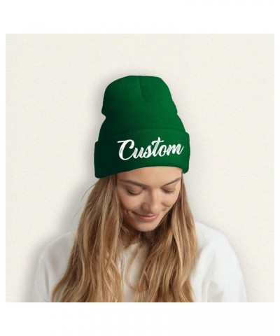 Custom Beanie Hat Personalized Winter Knitted Hat Add Design Your Own Text/Logo/Image Beanie Blackish Green $7.34 Skullies & ...