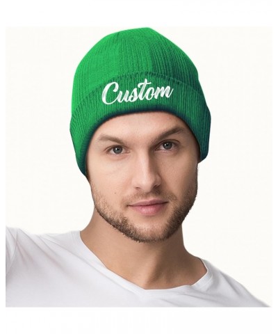 Custom Beanie Hat Personalized Winter Knitted Hat Add Design Your Own Text/Logo/Image Beanie Blackish Green $7.34 Skullies & ...