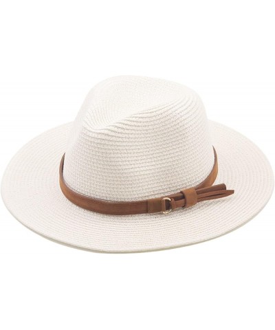 Panama Hat Summer Sun Hats for Women Men Beach Straw Hat Sun Protection Travel Cap (Color : White, Size : Adult 55-58CM) ADUL...