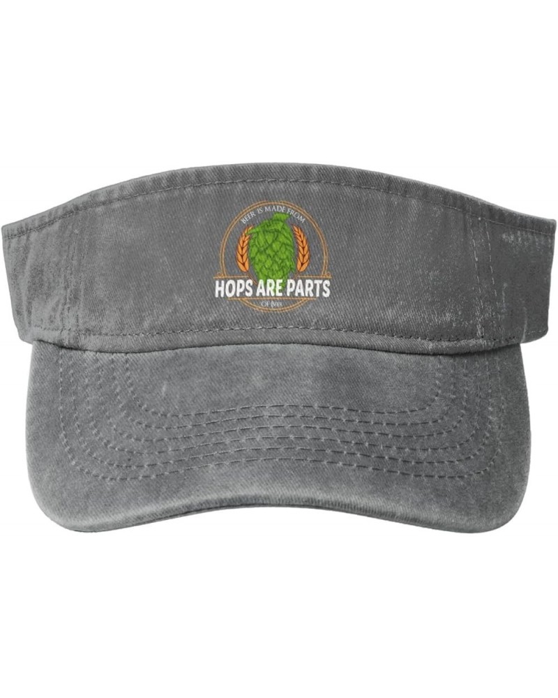 Beer is Made from Hops Ard Parts Sun Visor Hats for Women Men Sun Hat Cotton Golf Hat Vintage Baseball Cap Gray $10.10 Visors