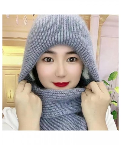 Integrated Ear Protection Windproof Cap Scarf, Knitting Thick Warm Ear Guard Hat Purple $9.50 Skullies & Beanies