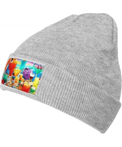 Beanie for Women Men Warm Happy Hour Winter Hats for Women Thick Knit Beanies for Winter Cuffed Cap Gray $8.62 Skullies & Bea...