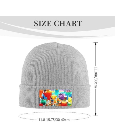 Beanie for Women Men Warm Happy Hour Winter Hats for Women Thick Knit Beanies for Winter Cuffed Cap Gray $8.62 Skullies & Bea...