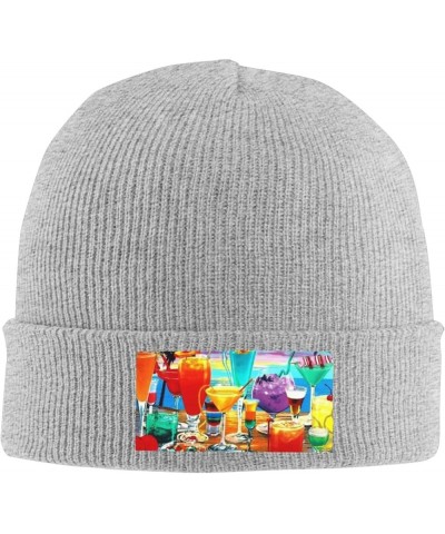 Beanie for Women Men Warm Happy Hour Winter Hats for Women Thick Knit Beanies for Winter Cuffed Cap Gray $8.62 Skullies & Bea...