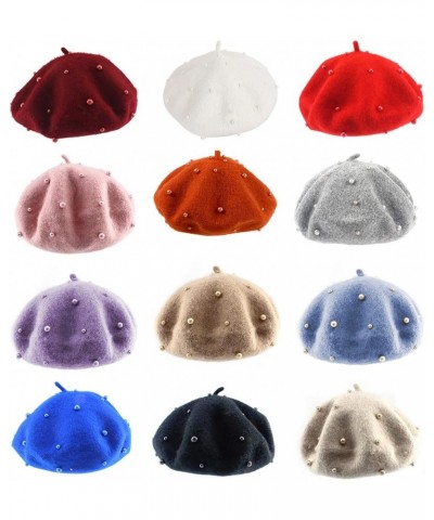 Toddler Wool Pearl Beret, French Style Fashion Beret Hat Winter Retro Solid Color Baby Girl Beret Cap Black $8.12 Berets