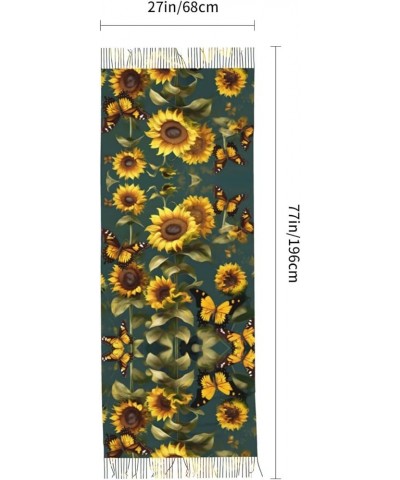 sunflowers flowers print Winter Warm Scarfs for Women, Pashmina Shawls Wraps, Large Warm Soft Scarves Sunflower Floral Butter...