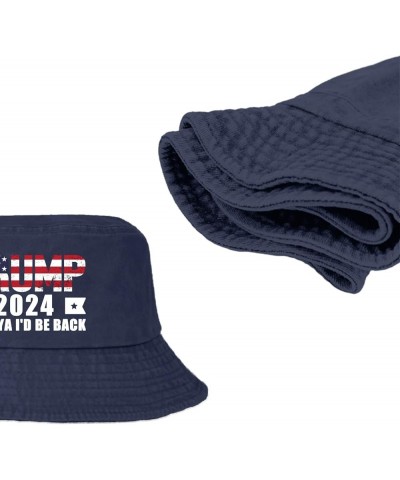 Trump 2024 Told ya I'm be Back Bucket Hat Bucket Hat Vintage Men Hats for Dance Accessories for Swimming Navy $10.49 Bucket Hats