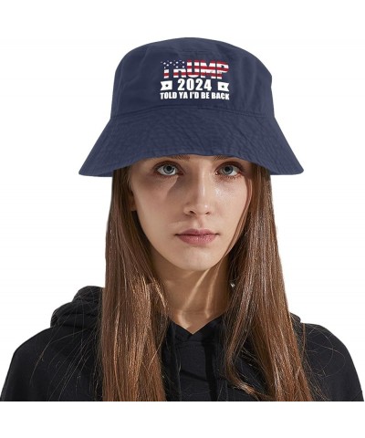 Trump 2024 Told ya I'm be Back Bucket Hat Bucket Hat Vintage Men Hats for Dance Accessories for Swimming Navy $10.49 Bucket Hats