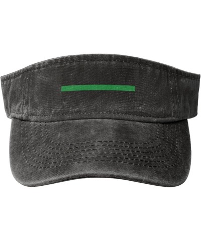 Thin Green Line Flag Sun Visor Hats for Women Men Sun Hat Cotton Golf Hat Vintage Baseball Cap Black $14.53 Sun Hats