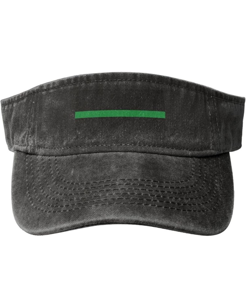 Thin Green Line Flag Sun Visor Hats for Women Men Sun Hat Cotton Golf Hat Vintage Baseball Cap Black $14.53 Sun Hats