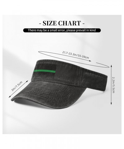 Thin Green Line Flag Sun Visor Hats for Women Men Sun Hat Cotton Golf Hat Vintage Baseball Cap Black $14.53 Sun Hats