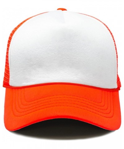 Retro Foam Trucker Hat Summer Mesh Cap Solid Blank Hat for Mens Womens Adjustable Snapback Vintage Strap White/Neon Orange $1...