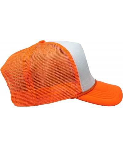 Retro Foam Trucker Hat Summer Mesh Cap Solid Blank Hat for Mens Womens Adjustable Snapback Vintage Strap White/Neon Orange $1...