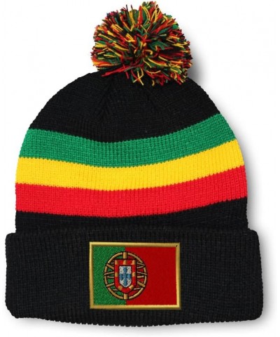 Pom Pom Beanies for Women Portugal Embroidery Skull Cap Europe Winter Hats for Men Acrylic 1 Size Rasta Design Only $12.59 Sk...