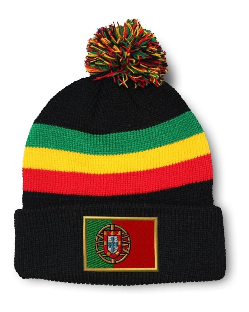 Pom Pom Beanies for Women Portugal Embroidery Skull Cap Europe Winter Hats for Men Acrylic 1 Size Rasta Design Only $12.59 Sk...