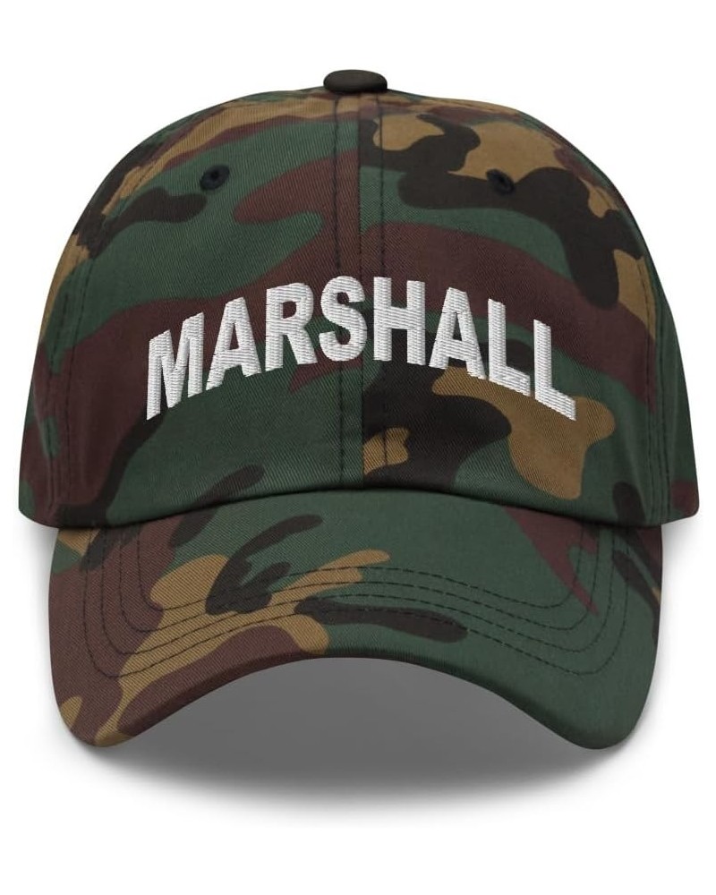 Marshall Wisconsin Hat Marshall WI Cap Embroidered Dad Hat Adjustable Strap Closure Unisex Green Camo $16.80 Baseball Caps